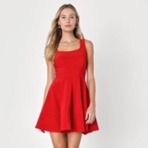 Lulus Home Before Daylight Red Sleeveless Skater Fit Flare Mini Dress Size XS